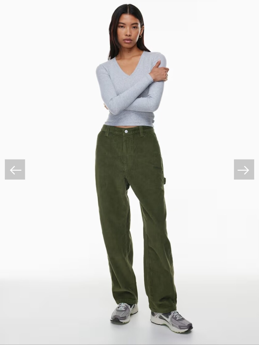 Aritzia Tna Greenwich Green Corduroy Pants Size 2